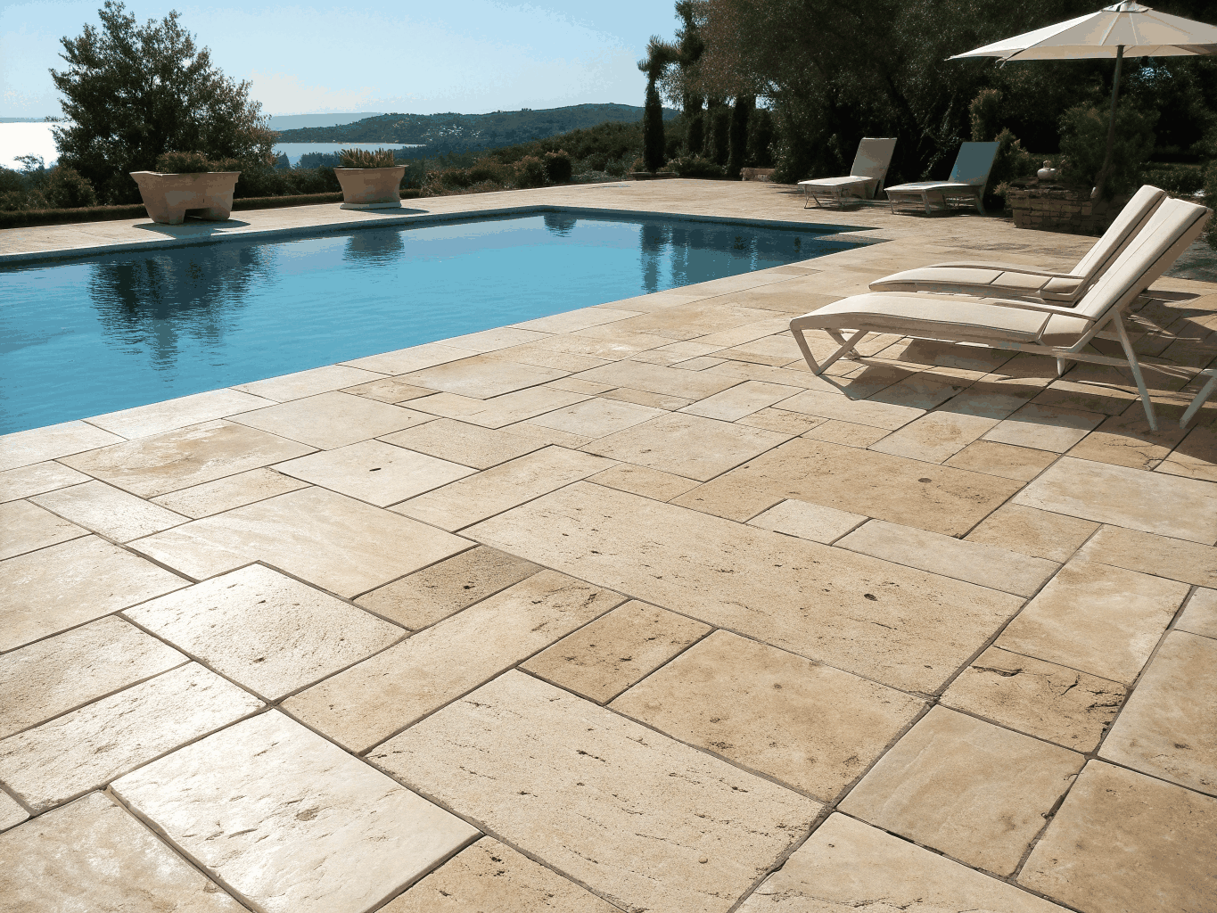Pool deck area after professional cleaning
